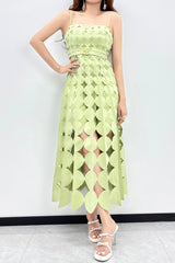 Circle Cutouts Dress in Avocado Green