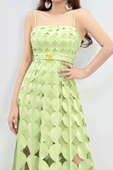 Circle Cutouts Dress in Avocado Green
