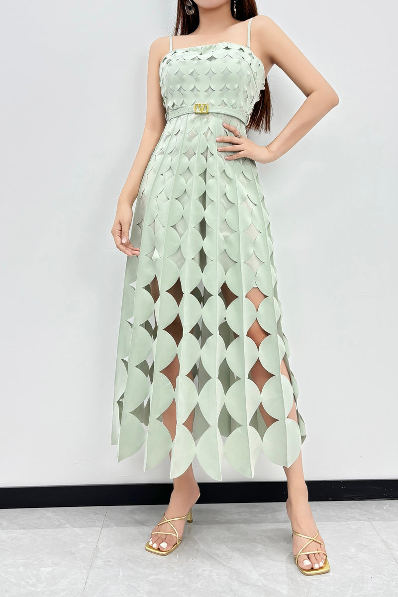Circle Cutouts Dress in Sage Large