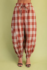 Check Print Balloon Style Pants