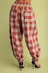 Check Print Balloon Style Pants