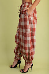 Check Print Balloon Style Pants