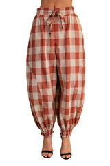 Check Print Balloon Style Pants