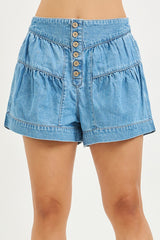 Elastic Band Slouchy Shorts With Shirred Detail