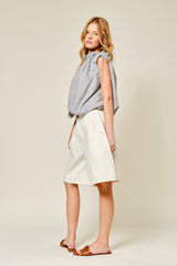A Line Stitches Detail Bermuda Shorts Ivory