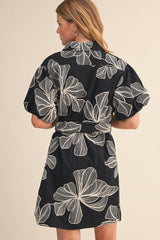 Milly Floral Embroidery Belted Mini Dress