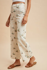 Mallard Printed Stretch Denim Wide Leg Jeans