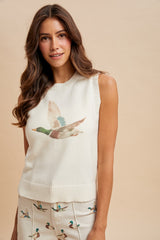 Mallard Duck Printed Sweater Top
