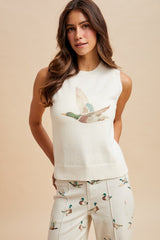 Mallard Duck Printed Sweater Top