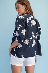Floral Embroidered Button Down Top
