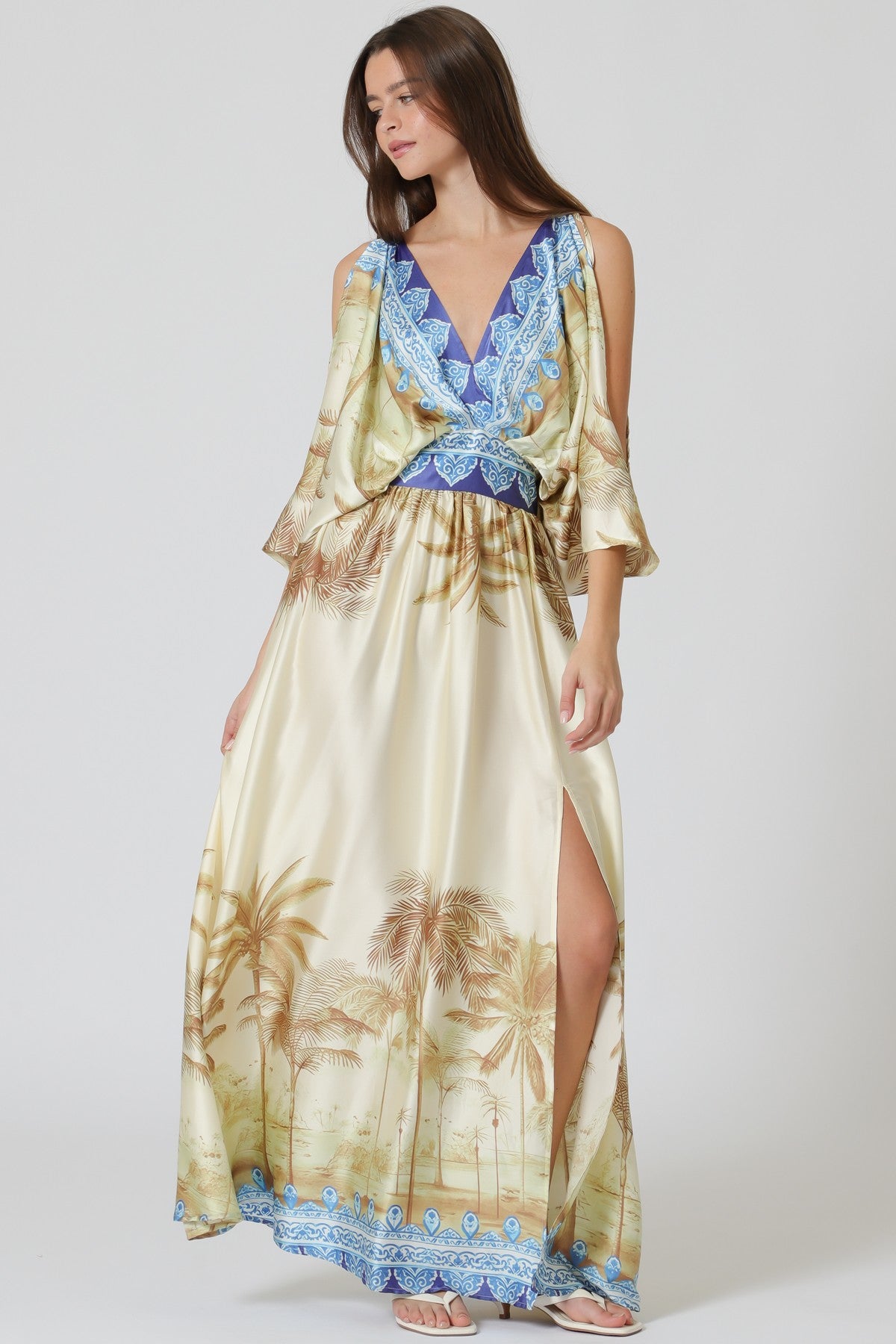 kimono dress for beach Boho Print Flare Sleeve Self Belt Kimono Dress Beach Wear Swim Suit Co –  Global Fashions GC