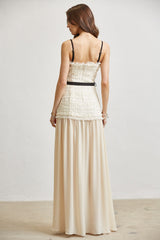 Tweed Contrast Drop Waist Dress