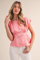 Melly Boat Neck Top in Pink