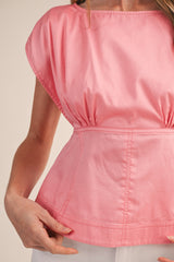 Melly Boat Neck Top in Pink