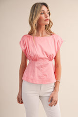 Melly Boat Neck Top in Pink