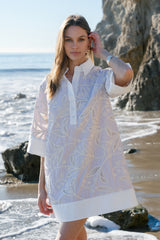 Floral Embroidery Contrast Shirt Dress