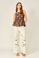 SOFT TOUCH POLKA DOT BABYDOLL WAIST TOP