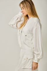 Balloon Sleeve Bomber Jacket Ivory