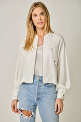 Balloon Sleeve Bomber Jacket Ivory