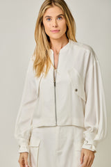 Balloon Sleeve Bomber Jacket Ivory