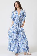 Provence Kimono Sleeve Tie Chest Elastic Waisted Jumpsuit