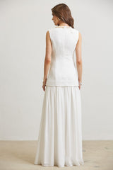 Pearl Chain Tweed Drop Waist Dress