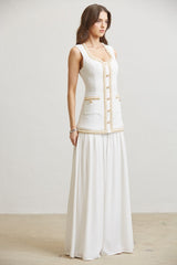 Pearl Chain Tweed Drop Waist Dress