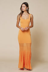 Sunset Vibe Mesh Mermaid dress in Apricot