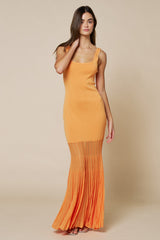Sunset Vibe Mesh Mermaid dress in Apricot