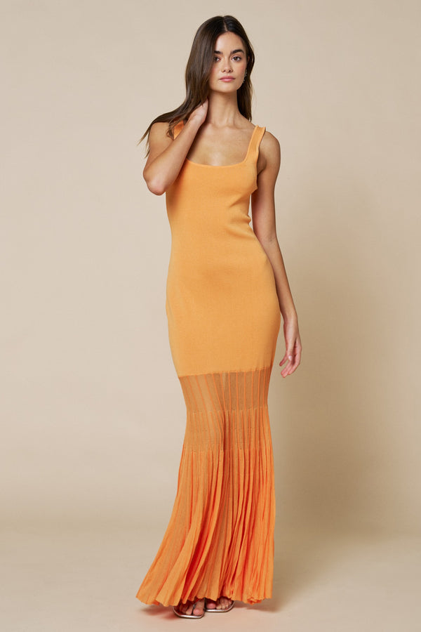 Sunset Vibe Mesh Mermaid dress in Apricot