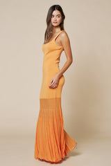 Sunset Vibe Mesh Mermaid dress in Apricot