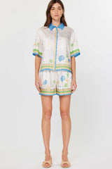 Coastal Print Button Down Short Set