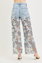 Lace Denim Pants