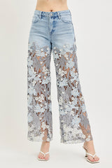 Lace Denim Pants