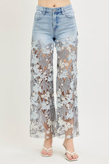 Lace Denim Pants