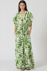 Tropical Print Kimono Sleeve Jumpsuit
