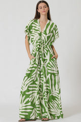 Tropical Print Kimono Sleeve Jumpsuit