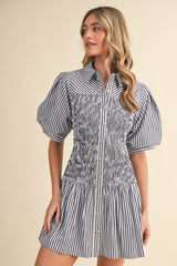 Tillie Striped Smocked Bodice Mini Dress