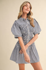 Tillie Striped Smocked Bodice Mini Dress