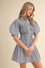 Tillie Striped Smocked Bodice Mini Dress