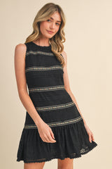 Floral Lace Tiered Trim Mini Dress