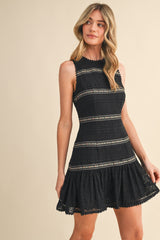 Floral Lace Tiered Trim Mini Dress