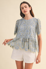 Floral Lace Peplum Top