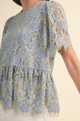 Floral Lace Peplum Top