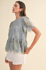 Floral Lace Peplum Top