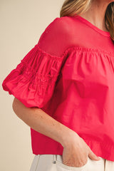 Carolynn Mesh Top Raspberry Red