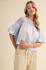 Carolynn Sky Blue Mesh Top