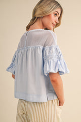 Carolynn Sky Blue Mesh Top