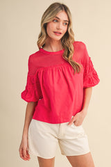 Carolynn Mesh Top Raspberry Red