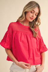 Carolynn Mesh Top Raspberry Red
